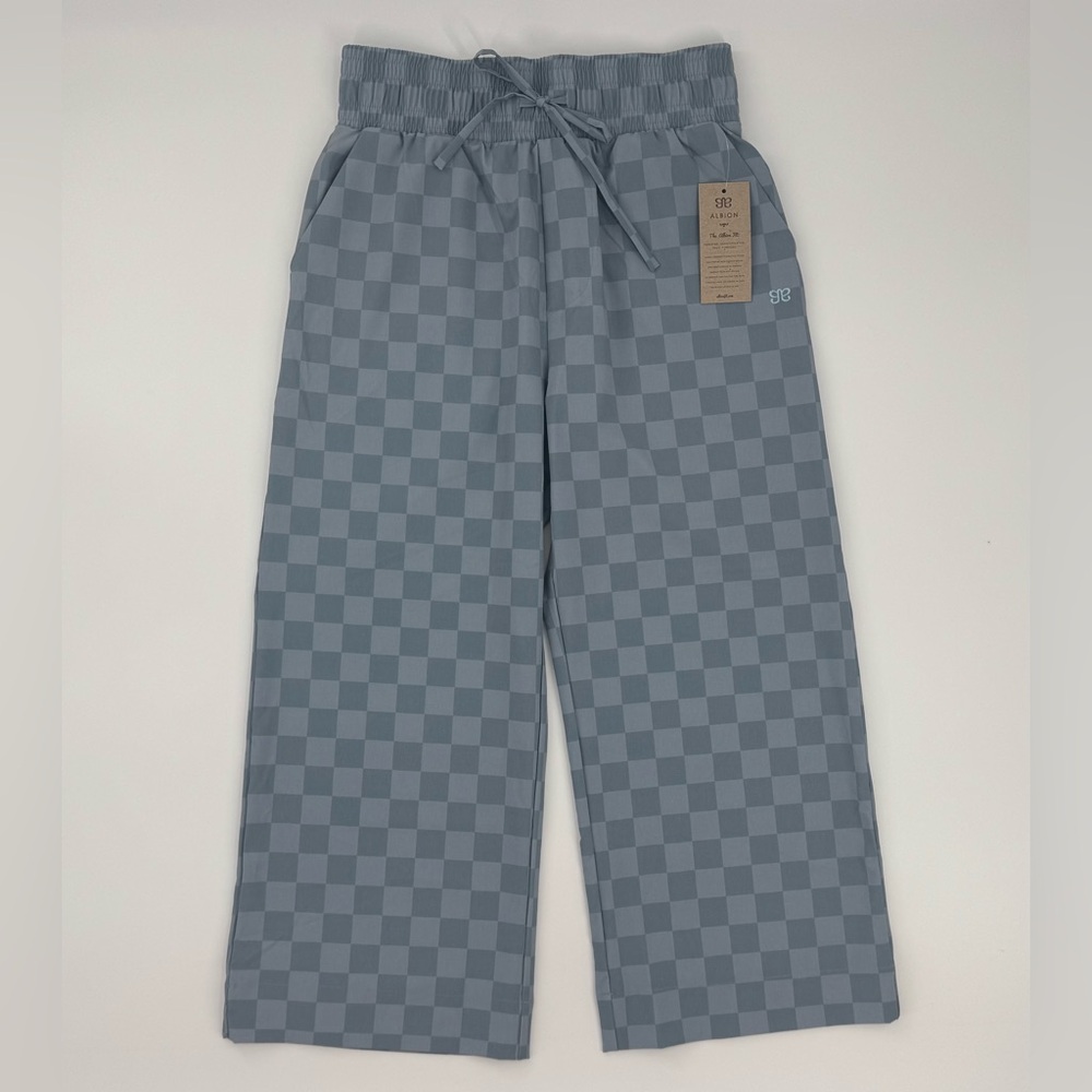 Albion Audrey Wide Leg Pants Blue Checkers Size XS Petite NWT